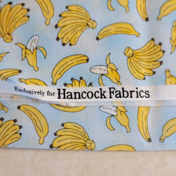 Hancock Fabrics Cotton 1ydx44 Bananas Print Blue Yellow Quilting Sewing Fabric - Picture 3 of 10